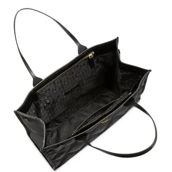 KURT GEIGER LONDON Black Quilted Recycled Shopper Bag Brass Eagle NWT - Picture 6 of 14